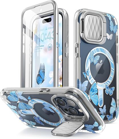 i-Blason Cosmo Magnetic for iPhone 15 Pro Max Case with Camera Cover Stand [MagSafe Compatible] Slim Full-Body Phone Case for iPhone 15 Pro Max with Built-in Screen Protector & Kickstand (Marble) in Saudi Arabia