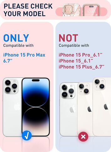 i-Blason Cosmo Magnetic for iPhone 15 Pro Max Case with Camera Cover Stand [MagSafe Compatible] Slim Full-Body Phone Case for iPhone 15 Pro Max with Built-in Screen Protector & Kickstand (Marble) in Saudi Arabia