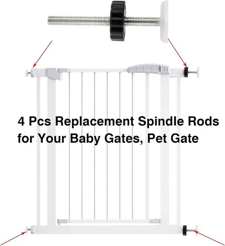 AMORBASE Pet Gates Spindle Rods 8mm(M8) - Replacement Threaded Screw Bolts Hardware Parts Kit Wall Protector for Baby Pressure Mounted Safety Door & Pet Stair Gates (White) - by AMORBASE in Kuwait