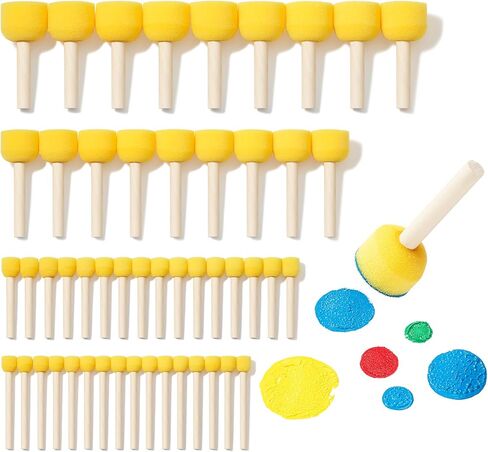 Simetufy 50 Pcs Foam Paint Brushes, Foam Brushes 2 inch, Wood Handle Sponge Brushes for Painting, Varnishes, and DIY Craft Projects in Saudi Arabia
