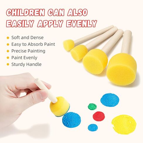 Simetufy 50 Pcs Foam Paint Brushes, Foam Brushes 2 inch, Wood Handle Sponge Brushes for Painting, Varnishes, and DIY Craft Projects in Saudi Arabia