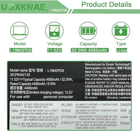 L19M3PD6 L19L3PD6 بطارية الكمبيوتر المحمول لينوفو ideaPad X1 فليكس 5-14IIL05 5-14ITL05 5-14ARE05 5-14ALC05 5-15IIL05 5-15ALC05 81X1 81X2 81X3 82HU 82HT 82HV سلسلة L19C3PD6 L19D3PD6 11. 52 فولت 52.5 وات في الساعة in Kuwait