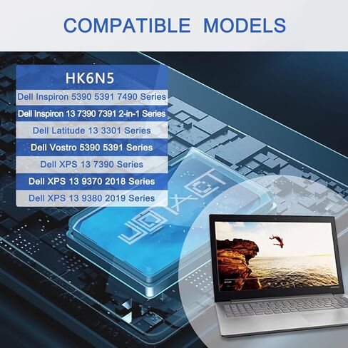 بطارية كمبيوتر محمول HK6N5 DXGH8 متوافقة مع Dell XPS 9370 9380 Inspiron 5390 5391 7490 Vostro 5390 5391 Series Notebook 0DXGH8 0H754V DGV24 0DGV24 WDK63 0WDK63 7.6V 45Wh/5618mAh in Kuwait