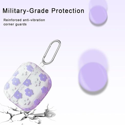 Pink Floral for AirPods 3 Case 3st Generation Clear Cover 2021, Cute Flower Pendant, Cleaning Pen Strap Accessories Set, Soft TPU Full Protective for AirPods 3 Case Skin for Girl Women Transparent in Saudi Arabia