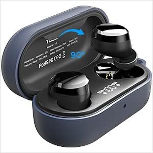TOZO T12 Protective Silicone Case Shockproof Soft Skin Cover for TOZO T12 Earbuds with Front LED Visible and Keychain Black in Saudi Arabia