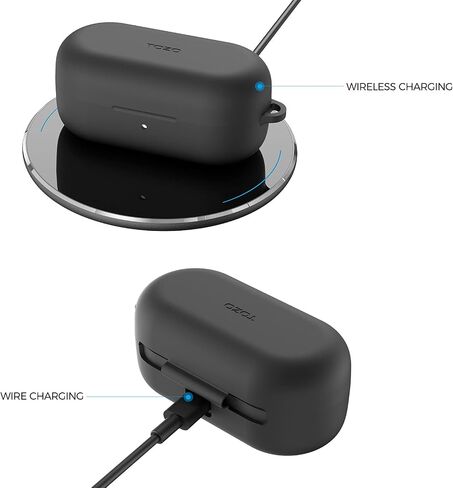 TOZO T12 Protective Silicone Case Shockproof Soft Skin Cover for TOZO T12 Earbuds with Front LED Visible and Keychain Black in Saudi Arabia