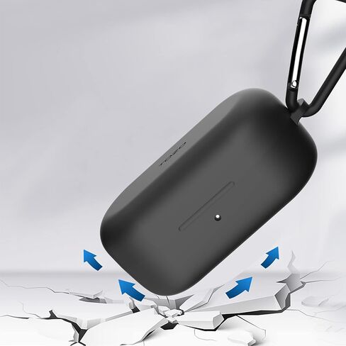 TOZO T12 Protective Silicone Case Shockproof Soft Skin Cover for TOZO T12 Earbuds with Front LED Visible and Keychain Black in Saudi Arabia