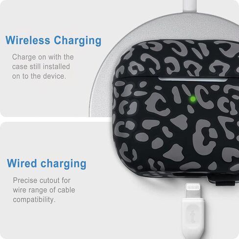 حافظة Airpods 3 من السيليكون باللون الرمادي الفهد (غير مناسبة للمحترفين)، غطاء معصم Apple Airpod 3 مطرز للفتيات والنساء، حافظة جلدية لعام 2021 AirPod 3 مع سلسلة مفاتيح سوار (رمادي ليوبارد/فهد) in Saudi Arabia