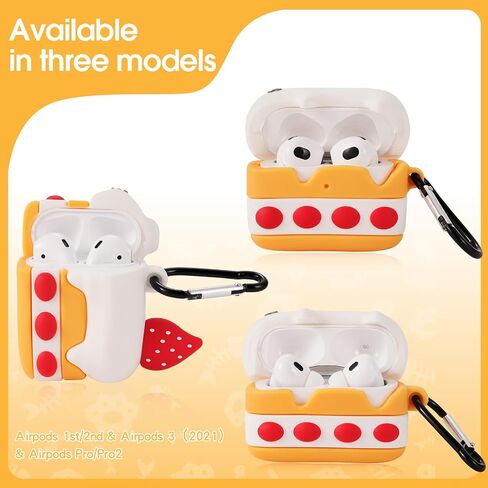 Compatible AirPods Pro Case Shockproof Silicone Leather Full Protective Cover Cute Strawberry Cat Cake Bluetooth Headset Protective Case Soft Case for Women(AirPods Pro/Airpods pro2) in Saudi Arabia