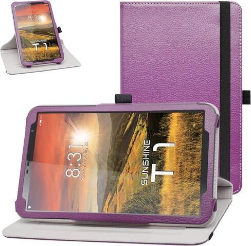 Bige for Sunshine T1 Elite Rotating Case,360 Degree Rotary Stand with Cute Pattern Cover for Sunshine T1 Elite Tablet/Foxx T8 Tablet/Scepter 8/Hyudai Hytab Plus 8WB1 8" Tablet,Purple in Saudi Arabia