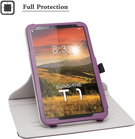 Bige for Sunshine T1 Elite Rotating Case,360 Degree Rotary Stand with Cute Pattern Cover for Sunshine T1 Elite Tablet/Foxx T8 Tablet/Scepter 8/Hyudai Hytab Plus 8WB1 8" Tablet,Purple in Saudi Arabia