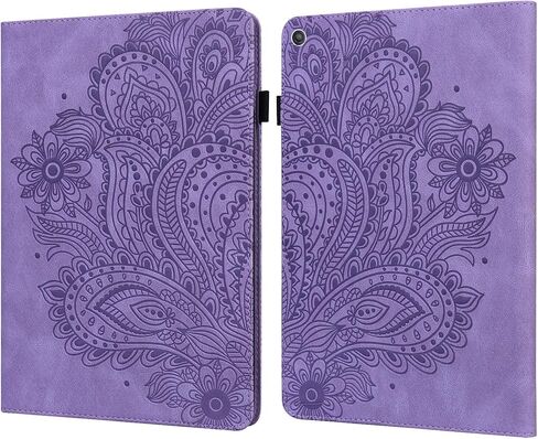 حافظة لجهاز Kindle Fire HD 8 الجيل الثامن/السابع/السادس (2016/2017/2018) مع حامل/حامل قلم رصاص/جيوب [نمط منقوش] محفظة مغناطيسية قابلة للطي من جلد البولي يوريثان غطاء مقاوم للصدمات، زهرة الطاووس الأرجواني in Saudi Arabia