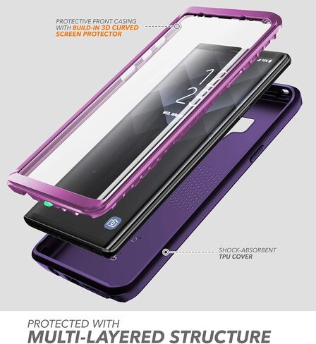 Clayco Xenon Series Case for Samsung Galaxy Note 9 (2018 Release), Full-Body Rugged Case with Built-in 3D Curved Screen Protector (Black) in Saudi Arabia
