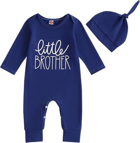 Newborn Baby Boy Clothes Letter Print Romper Set Long Sleeve Round Neck Bodysuit Hat Infant Fall Winter Outfits in Saudi Arabia