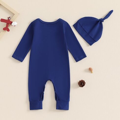 Newborn Baby Boy Clothes Letter Print Romper Set Long Sleeve Round Neck Bodysuit Hat Infant Fall Winter Outfits in Saudi Arabia