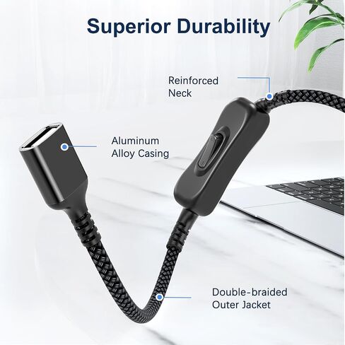 itramax USB تشغيل / إيقاف التبديل كابل 10FT، USB ذكر إلى أنثى تمديد الحبل مع التبديل ترقية تبديل تحكم كابل تبديل الطاقة للكمبيوتر، التلفزيون، Carplay، شرائط LED، مصباح مكتب LED، مروحة، نظام iOS، الضوء in Kuwait