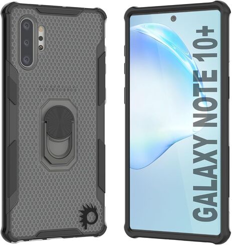 Punkcase Galaxy Note 10 Plus Case [Magnetix 2.0 Series] Clear Protective TPU Cover W/Kickstand, Ring Grip Holder & Metal Plate for Magnetic Car Phone Mount for Galaxy Note10+ Plus (6.8") [Black] in Saudi Arabia