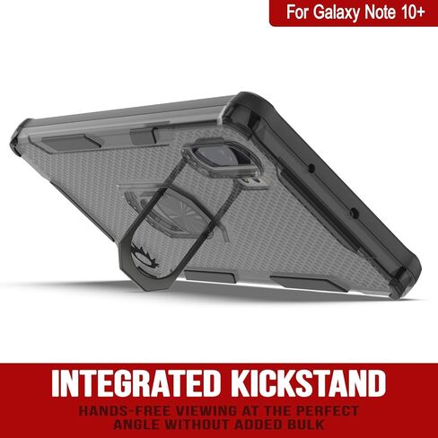 Punkcase Galaxy Note 10 Plus Case [Magnetix 2.0 Series] Clear Protective TPU Cover W/Kickstand, Ring Grip Holder & Metal Plate for Magnetic Car Phone Mount for Galaxy Note10+ Plus (6.8") [Black] in Saudi Arabia