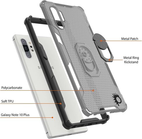 Punkcase Galaxy Note 10 Plus Case [Magnetix 2.0 Series] Clear Protective TPU Cover W/Kickstand, Ring Grip Holder & Metal Plate for Magnetic Car Phone Mount for Galaxy Note10+ Plus (6.8") [Black] in Saudi Arabia