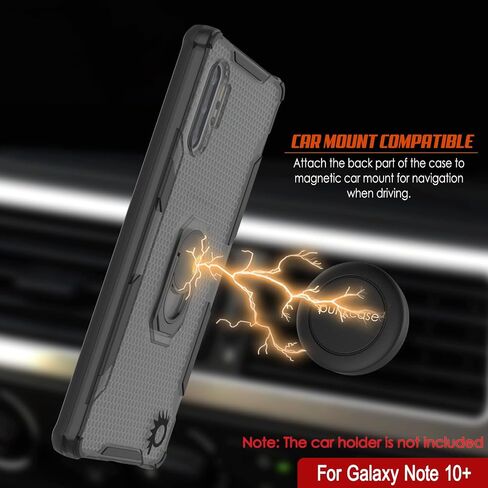 Punkcase Galaxy Note 10 Plus Case [Magnetix 2.0 Series] Clear Protective TPU Cover W/Kickstand, Ring Grip Holder & Metal Plate for Magnetic Car Phone Mount for Galaxy Note10+ Plus (6.8") [Black] in Saudi Arabia