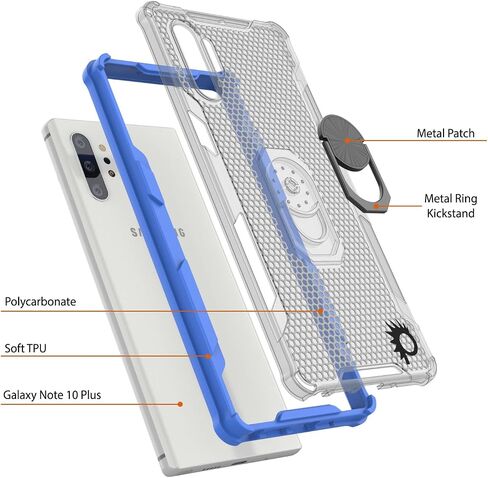 Punkcase Galaxy Note 10 Plus Case [Magnetix 2.0 Series] Clear Protective TPU Cover W/Kickstand, Ring Grip Holder & Metal Plate for Magnetic Car Phone Mount for Galaxy Note10+ Plus (6.8") [Black] in Saudi Arabia
