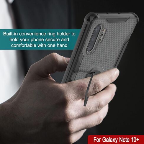 Punkcase Galaxy Note 10 Plus Case [Magnetix 2.0 Series] Clear Protective TPU Cover W/Kickstand, Ring Grip Holder & Metal Plate for Magnetic Car Phone Mount for Galaxy Note10+ Plus (6.8") [Black] in Saudi Arabia
