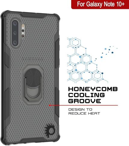 Punkcase Galaxy Note 10 Plus Case [Magnetix 2.0 Series] Clear Protective TPU Cover W/Kickstand, Ring Grip Holder & Metal Plate for Magnetic Car Phone Mount for Galaxy Note10+ Plus (6.8") [Black] in Saudi Arabia