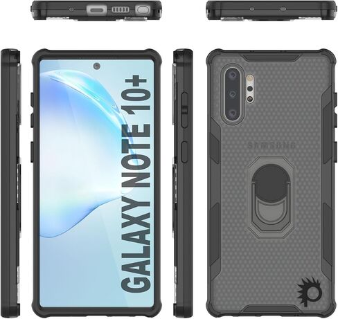 Punkcase Galaxy Note 10 Plus Case [Magnetix 2.0 Series] Clear Protective TPU Cover W/Kickstand, Ring Grip Holder & Metal Plate for Magnetic Car Phone Mount for Galaxy Note10+ Plus (6.8") [Black] in Saudi Arabia