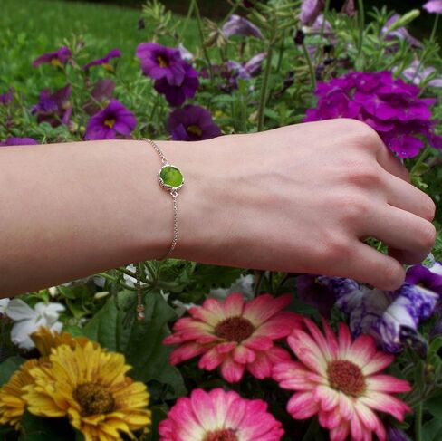 Recycled Early 1900's Purple Medicine Bottle Glass and Sterling Silver Botanical Series Adjustable Slider Bracelet in Kuwait