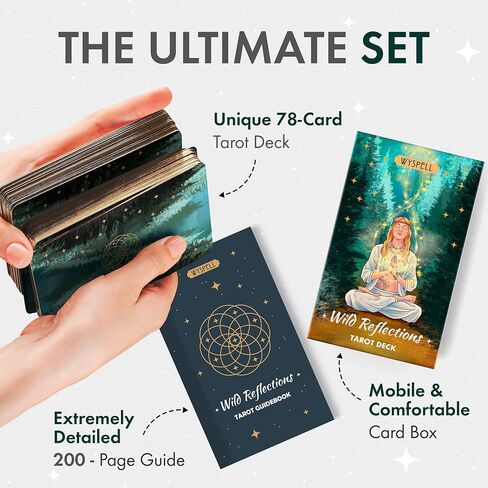 Wyspell Tarot Kit Includes Gold Tarot Cards with Guide Book, a Tarot Cloth, a Tarot Bag, a Tarot Journal, and a Classic Tarot Deck Holder - Beautiful Tarot Cards for Beginners Kit in Saudi Arabia