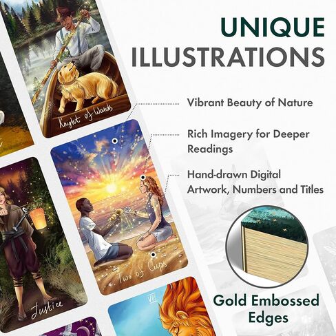 Wyspell Tarot Kit Includes Gold Tarot Cards with Guide Book, a Tarot Cloth, a Tarot Bag, a Tarot Journal, and a Classic Tarot Deck Holder - Beautiful Tarot Cards for Beginners Kit in Saudi Arabia