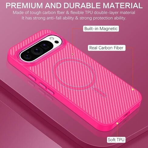 BENTOBEN Carbon Fiber for Google Pixel 9 Pro XL Case [Compatible with MagSafe] Magnetic Pixel 9 Pro XL Case Slim Thin Smooth Shockproof Women Men Phone Cover for Google Pixel 9 Pro XL 6.8", Black in Saudi Arabia
