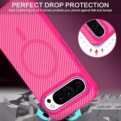 BENTOBEN Carbon Fiber for Google Pixel 9 Pro XL Case [Compatible with MagSafe] Magnetic Pixel 9 Pro XL Case Slim Thin Smooth Shockproof Women Men Phone Cover for Google Pixel 9 Pro XL 6.8", Black in Saudi Arabia