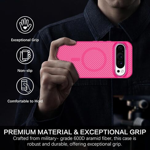 BENTOBEN Carbon Fiber for Google Pixel 9 Pro XL Case [Compatible with MagSafe] Magnetic Pixel 9 Pro XL Case Slim Thin Smooth Shockproof Women Men Phone Cover for Google Pixel 9 Pro XL 6.8", Black in Saudi Arabia