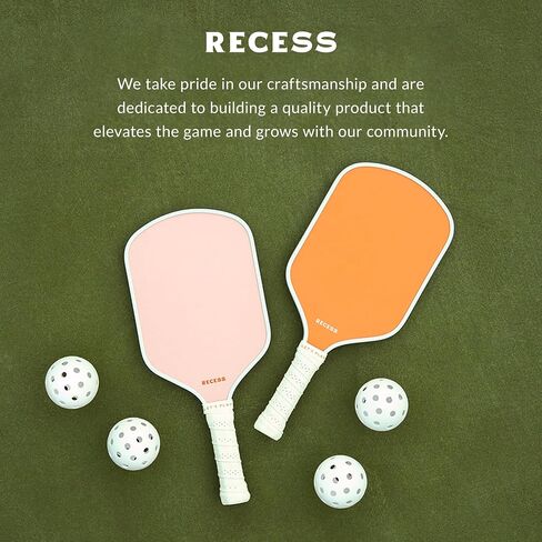 Recess Pickleball Starter Set of Premium Pickleball Paddles and Four (4) Pickle Balls - Lightweight, Honeycomb Core & Comfort Grip Handles - Perfect for Beginners in Saudi Arabia