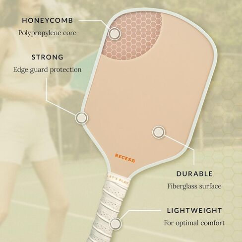 Recess Pickleball Starter Set of Premium Pickleball Paddles and Four (4) Pickle Balls - Lightweight, Honeycomb Core & Comfort Grip Handles - Perfect for Beginners in Saudi Arabia