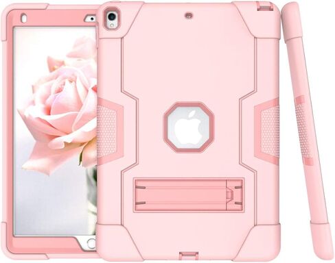 Dteck for iPad Air 3rd Generation Case 2019 (A2152 A2123) / iPad Pro 2017 Case 10.5" (A1701 A1709), Shockproof Protective Case with Sturdy Kickstand, Hard Plastic Shell Back Cover Case (Pink+Rosegold) in Saudi Arabia