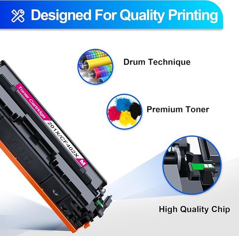 خراطيش حبر 201X مكونة من 4 عبوات عالية الإنتاجية 201A - تعمل مع طابعة HP Color Laserjet Pro MFP M277dw MFP M252dw؛ طابعة ليزر جيت برو MFP M277 M252 الملونة in Kuwait