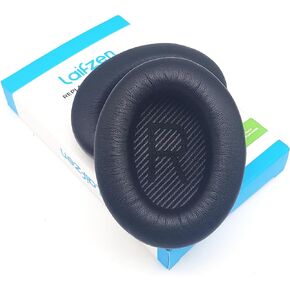 وسائد أذن بديلة من جلد الخراف QC45 SE QC35ii QC35 QC25 QC15 Bose QC 45 35 II QC2 AE2 AE2i AE2w SoundLink SoundTrue 35ii 25 15 2 AE QuietComfort جلد الغنم (وسادة أذن سوداء سكريم أسود) in Kuwait