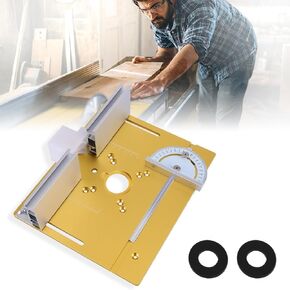 Set of 3 Router Table Inserts Aluminum Alloy Wood Milling Flip Board Cutting Machine Engraving Auxiliary Tool with Miter Gauge Table Saw Woodworking Benches