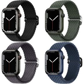 Braided Stretchy Solo Loop Compatible for Apple Watch Band 38mm 40mm 41mm 42mm 44mm 45mm 49mm for Women Men, Nylon Elastic Straps Wristbands for iWatch Series 9 8 7 6 SE 5 4 3 2 1 Ultra Ultra 2