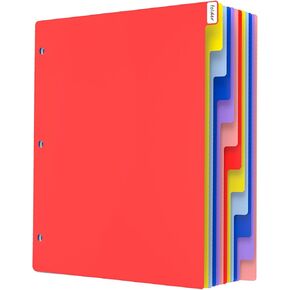 12 Tab Dividers for 3 Ring Binder, 96 Pcs Multicolor 3 Ring Binder Dividers with Tabs, Page Folder Dividers, Plastic Tabbed File Dividers with Tabs, Three Ring Binder Index Dividers, 8 Set