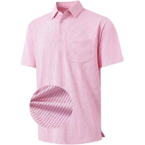 Rouen Mens Golf Shirts Short Sleeve Dry Fit Jacquard Performance Moisture Wicking Casual Pocket Collared Polo Shirts for Men