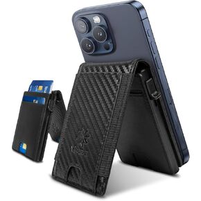 Minimalist Metal Wallet for Men, Slim Tactical Wallet, Rigid Aluminum Smart Wallet Holds 20 Cards and Cash, Carbon Fiber Money Clip, Fidget Spinner Function