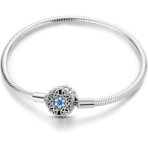 MULA 925 Sterling Silver Snake Chain Charm Bracelet Butterfly Heart Clover with 5A Cubic Zirconia for Women Girls Gift for Her