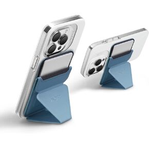 MOFT MagSafe Wallet Phone Stand Compatible for iPhone 15/14/13/12 Series Strong Magnetic,Vegan Leather Phone Card Holder with 3 Viewing Angles, Windy Blue