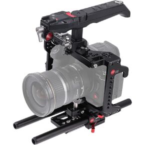 JTZ DP30 Electronic Camera Cage Stabilizer w/ 15mm Rail Rod Base plate Rig and Electronic Top Handle for Panasonic Lumix GH3 GH4 GH5 GH5s GH6 DSLR Camera, Supports Zoom, Focus, REC Start/Stop