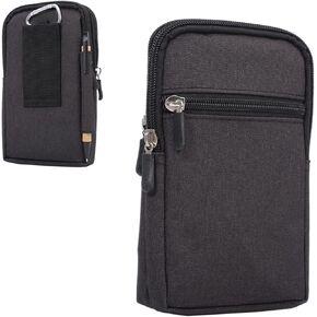Cell Phone Waist Bag for Men, Dual Phone Holster Case with Belt Clip for Two Phones, for iPhone 15, 15 Pro 14, 14 Pro 13, 13 Pro 12, 12 Pro 11, 11 Pro XR, Samsung Galaxy S24 S23 S22 S21 S20, Black