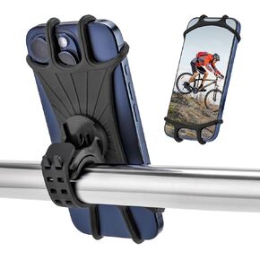 Rotatable Bike Phone Holder Motorcycle Phone Mount Handlebar Cell Phone Clamp for Most Smartphones, Black