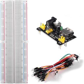 for Arduino Starter Kits 830 MB-102 Tie Points Solderless Breadboard + 3.3V 5V Power Supply Module + 65pcs Jumper Cables